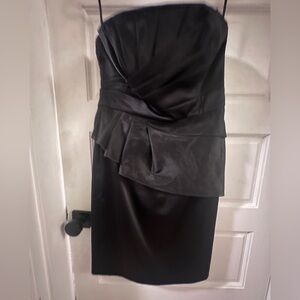 Elegant Black Satin Strapless Dress